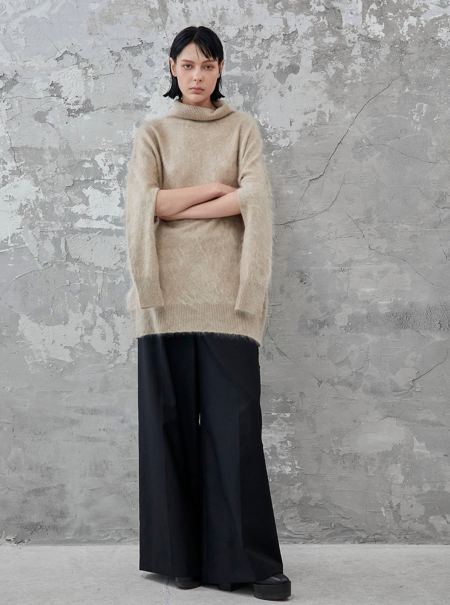 ファーカシミヤタートルネックニット