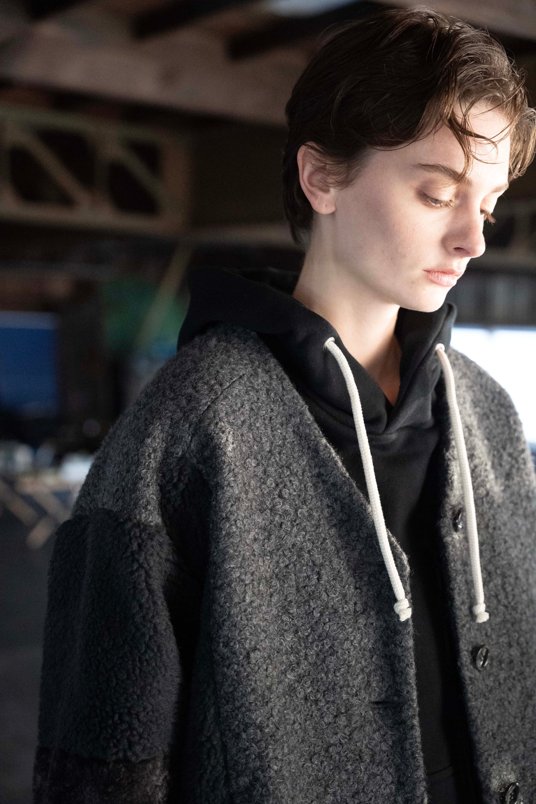 バイカラーボアカーディガンジャケット – EZUMi