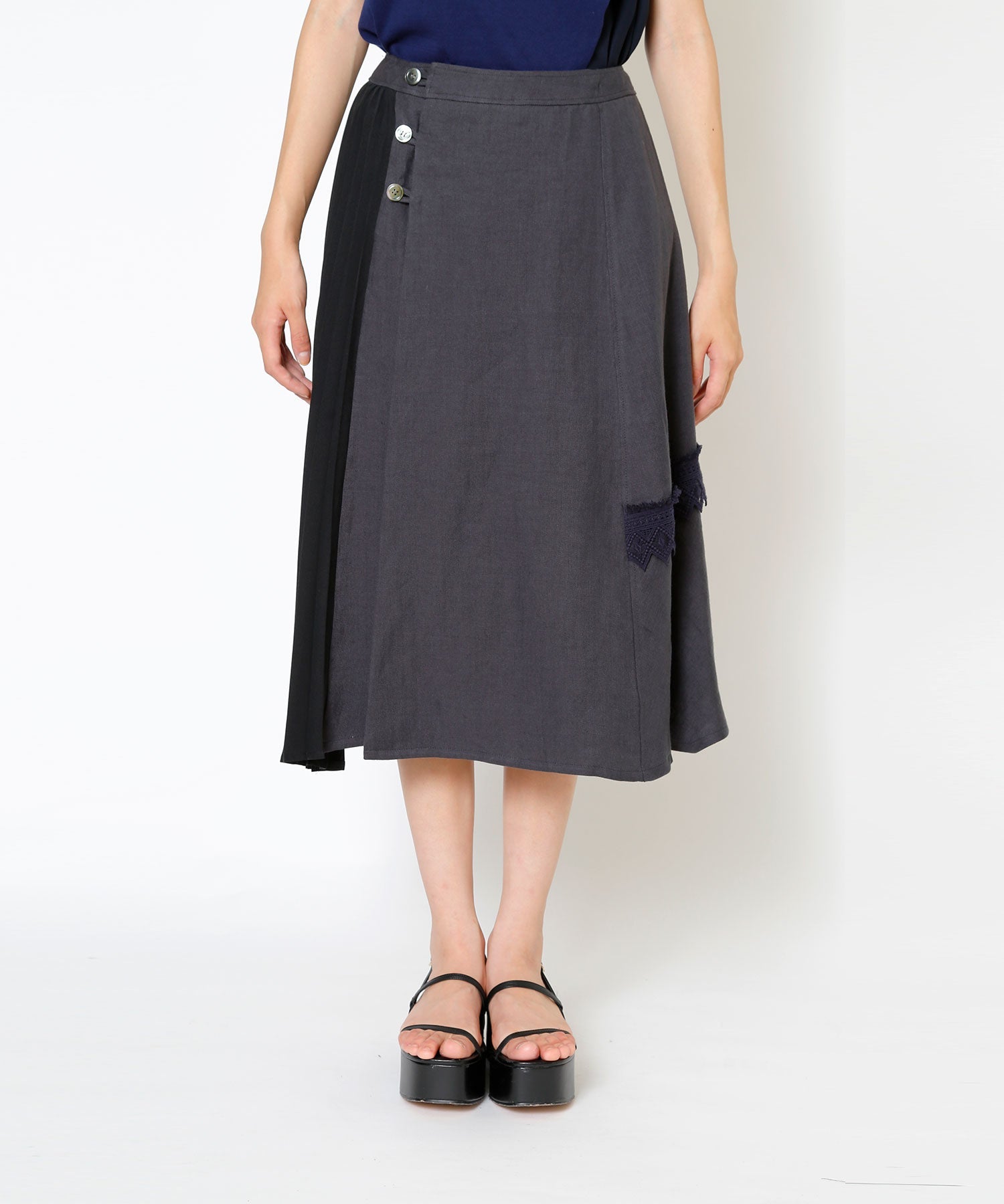 定価48600円 2018AW EZUMI CHECK PLEATS WRAP SKIRT YASUTOSHI ヤストシエズミ チェック プリーツ ラップ スカート 質問・入札前に必ず全文お読みください