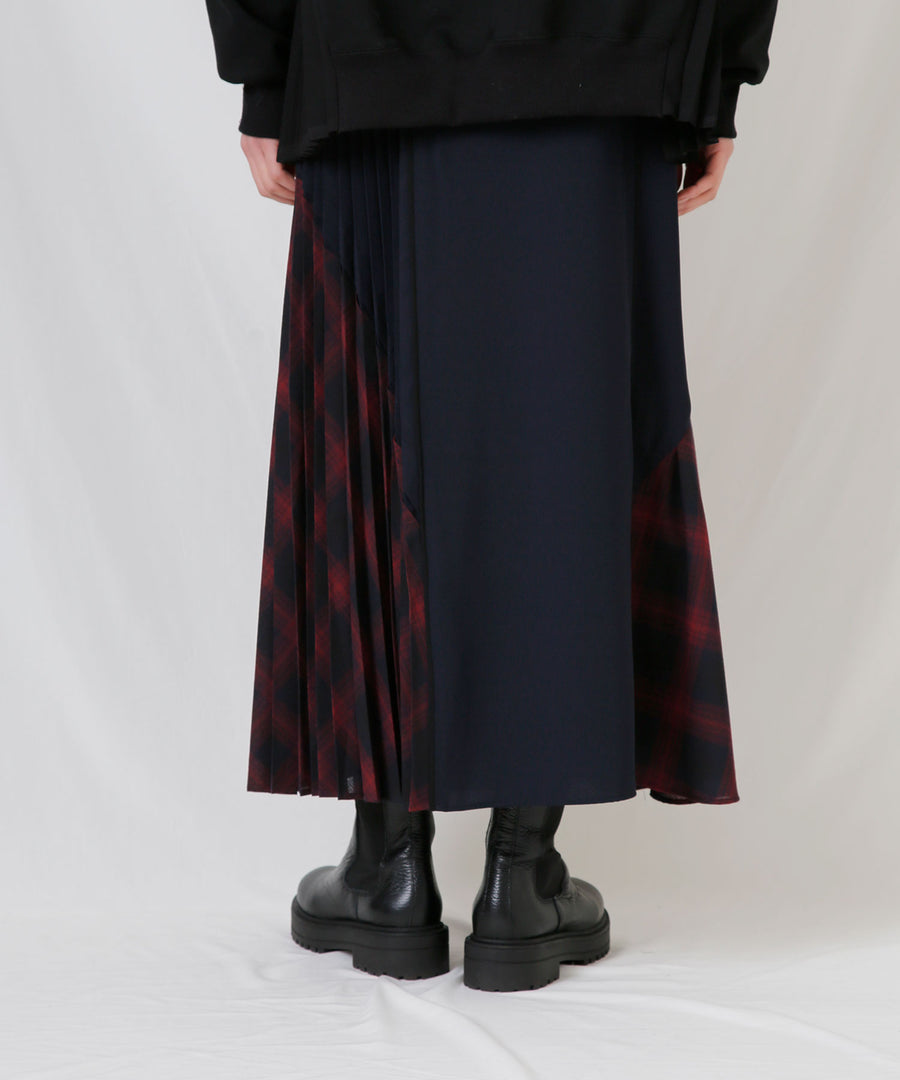 EZUMi / エズミ チェック プリーツ ラップ スカート アシンメトリー M